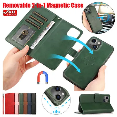 Flip Leather Case Detachable Wallet Cover For IPhone 15 14 13 12 11 Pro Max XS 8 • $16.99