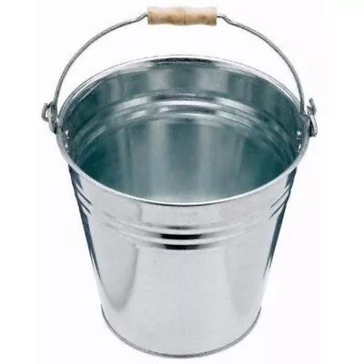 Metal Bucket Large 10l Galvanised Wooden Handle Strong Steel Water Coal Garden • £7.90