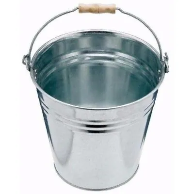 Metal Bucket Tin Pot Garden Galvanised Zinc Planter Wooden Handle Ice Bucket 10L • £7.90