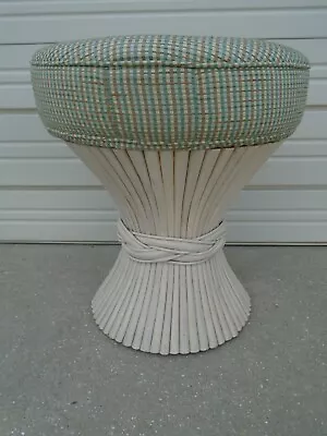 Bamboo Sheaf Of Wheat Side End Table Vanity Stool McGuire STY Rattan Regency • $250