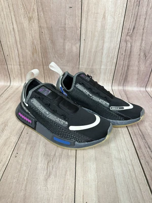 $39.95 • Buy Adidas Womens NMD_R1 Spectoo Shoes - Size 8 US - Black W/ Purple Blue Trim