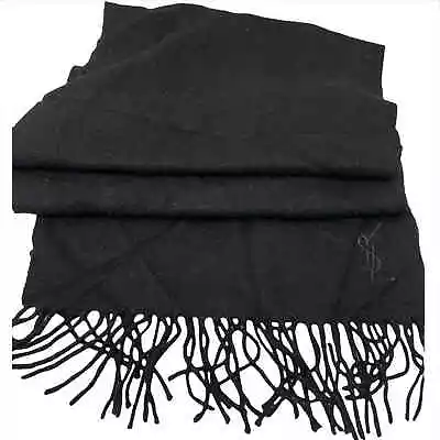 YSL Black Wool Cashmere Scarf • £181.45