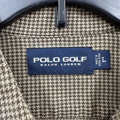 RARE VTG Polo Golf Ralph Lauren Shirt Mens LARGE Houndstooth Long Sleeve Button • $24.99