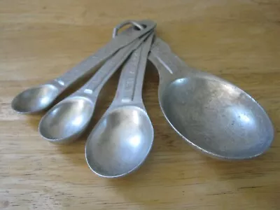 Vintage Set Of 4 Aluminum Nesting Kitchen Measuring Spoons With Keeper Ring • $9.80