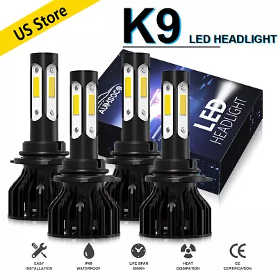 SUPER 9005 + 9006 LED Combo Headlights Kit COB Light Bulbs High And Low Beams • $39.99