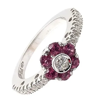 Authentic! Pasquale Bruni 18k White Gold Diamond Pink Sapphire Flower Fiori Ring • $2450