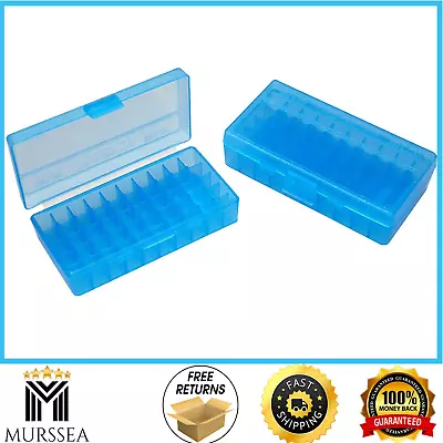 MTM 50 Round Flip-Top Handguns Ammo Box Storage Case 38/357 Cal  Clear Blue • $5.45