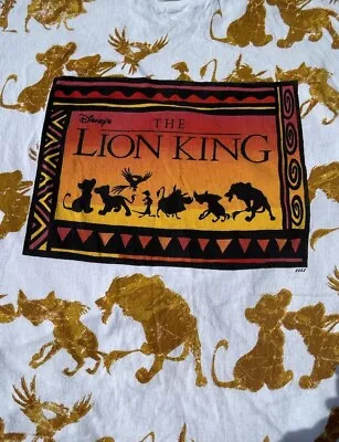 VTG Lion King Shirt Adult XLarge White 90s All Over Print Single Stitch Disney • $50
