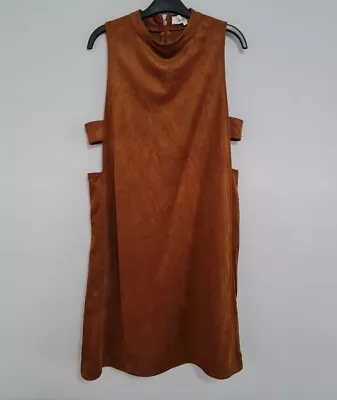 2 Dresses Oh My Love Brown Suede Cut Out Sides Mini Dress Size 10 And F&2 Pink M • £2.60