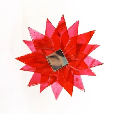 Bright Fire Red Coloured Glass Mirrored Star Suncatcher Hanging Twisting Mobile • £12.55