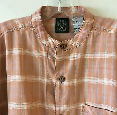 BUGLE BOY Plaid Mandarin Collar Short Sleeve Shirt Men's Medium M New • $26