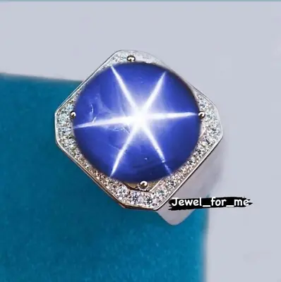 Star Genuine Blue Star Sapphire 925 Sterling Silver Ring Men's Star Ring • $98.10