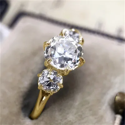 Luxury 18k Yellow Gold Plated Rings Gifts Women Cubic Zirconia Jewelry Size 6-10 • £3.58