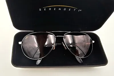Serengeti 6685 Gunmetal Black Aviator Metal Sunglasses & Case (Rare) • $81.99