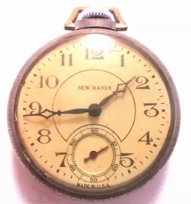 VTG NEW HAVEN Pocket Watch 16s Lever Escapement Stem Wind & Set OF • $15