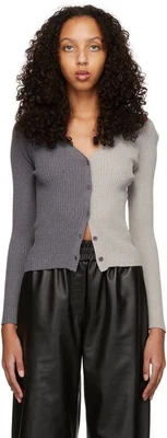 $80 • Buy Staud Grey Colorblocked Lurex Cardigan