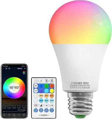 $14.99 • Buy E27 WiFi Smart LED Light Bulb 10W RGB Globe Color Lamp For Alexa Google Home AU