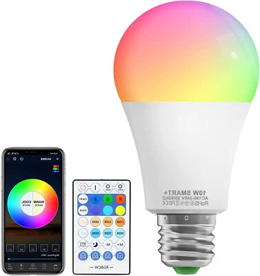$14.99 • Buy E27 WiFi Smart LED Light Bulb 10W RGB Globe Color Lamp For Alexa Google Home AU