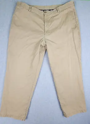 LL Bean Pants Mens 42x29 Khaki Beige Plaid Fleece Lined Natural Fit • $22