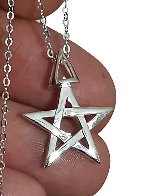 Witchcraft 3rd Degree Necklace Pendant Pentacle Wicca Pagan 18  Sterling Silver  • £19.95