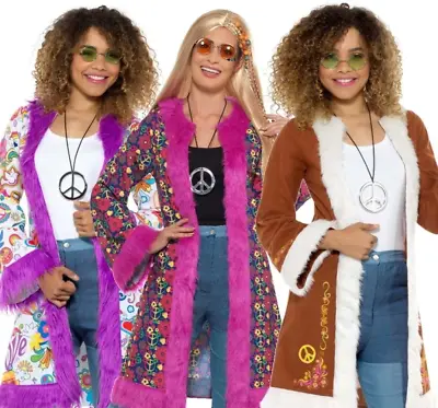 Ladies 60s Retro Afghan Coat Groovy Pychedelic Costume Adult Fancy Dress New • $90.54