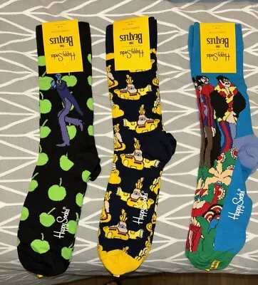 NEW 3 Pair Happy Socks Beatles Yellow Submarine  Men’s 8-12 EU 41-46 • $20