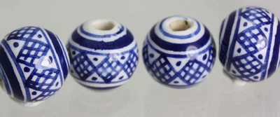 £3.99 • Buy Hair Beads, Crafts, Jewellery, Glazed Clay BEADS  Hand Painted In Peru V065