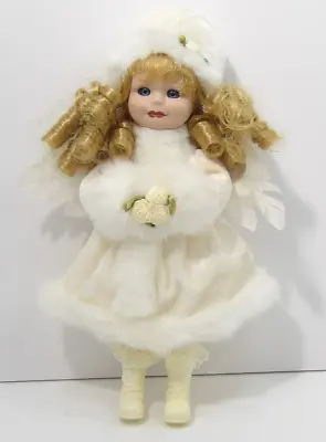 Vintage Porcelain Angel Doll Ornament Feather Wings 10” • $23.98