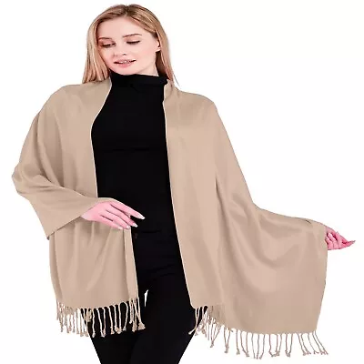 CJ Apparel Champagne Pink Solid Colour Nepalese Shawl Seconds Scarf Pashmina NEW • £15.99