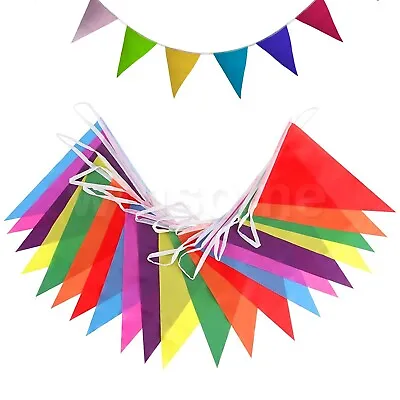 33 Feet 20 Flags Multi Shade Triangle Bunting Party Event Home Garden Decoration • £3.31