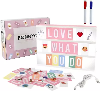 Bonnyco Pink Light Box Marquee LED With 400 Letters & Emojis & 2 Markers Signs • £12