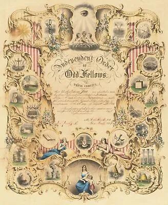 9469.Decoration Poster.Room Wall Art.Home Decor.Masonic Odd Fellows Diploma • $19