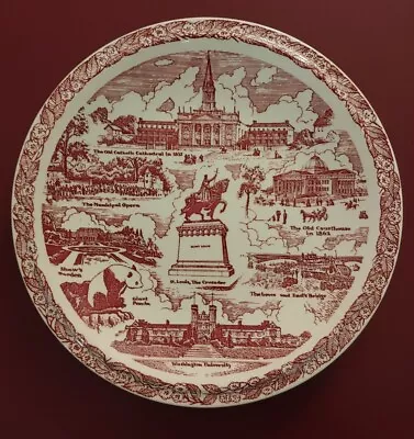 Vernon Kilns St. Louis Souvenir Plate 10  Burgundy USA Vintage • $16.95