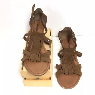 Minnetonka Sandals Brown Fringe Leather 10 Strappy • $18