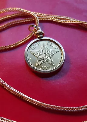 Bahamas Starfish Coin Pendant Necklace On A 28  Gold Filled Round Chain • $61.24