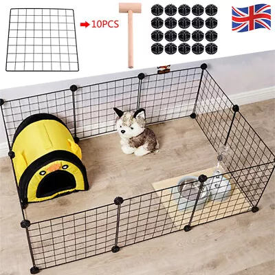 10 Panels Pet Dog Play Pen Puppy Rabbit Playpen Run Crate Detachable Cage Fence • £13.99