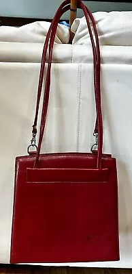 Valentino Guido Roma Italy Convertible Shoulder Bag/ Backpack Red Leather VTG 22 • $89.99