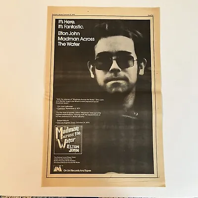 X Elton John Madman Across The Water Original  1972 11 X17  Poster Type Advert • $12.50