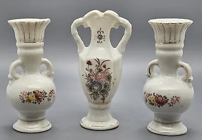 White Miniature Floral Vases. Made In Occupied Japan. 3 3/4  Tall. Perfect! • $14.95