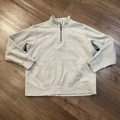Nike Sweater Mens 2XL Gray Quarter Zip Fleece Lined Pullover Sweatshirt • $23.95