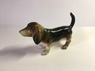 Vintage Porcelain Dog Figurine Dachshund Hound Wiener. Partial Label Standing • $16