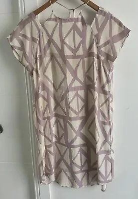 KUWAII Melbourne Designer Size 8 Cream & Purple 100% Silk Stunning Dress • $40
