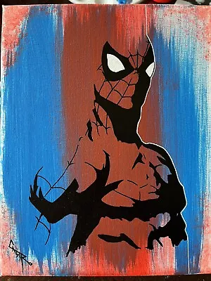 Spider-Man 8x10 Mixed Media Canvas Painting   Amazing Spiderman Acrylic Painting • $59.99