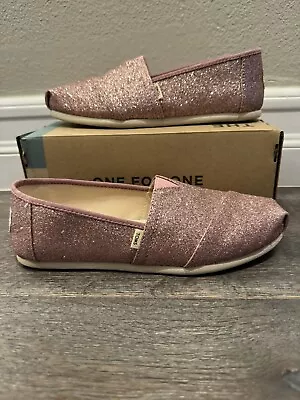 TOMS Rose Glow Iridescent Glitter Classic Slip On Size 7 • $18.99