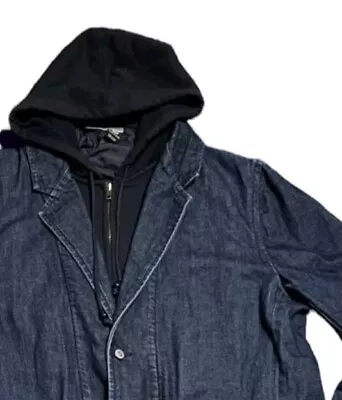 Rocawear Roca Wear Denim Hooded Trench Blazer Jean Jacket Mens XL  • $40