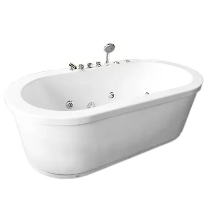 Whirlpool Freestanding Modern Bathtub Double Pump 16 Nozzle Hot Tub Hydrotherapy • $2159