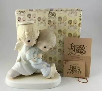 Precious Moments 1983 Roller Skating Angel Catching Falling Boy E-0526 NEW • $18.99