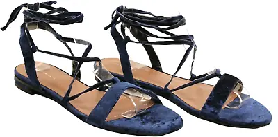 $19.89 • Buy Zara Velvet Gladiator Sandals Women's EU 40 US 9 Strappy Lace Up Flats