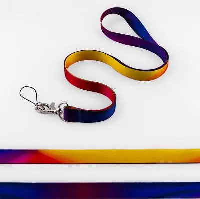 Rainbow GALAXY LIGHT Satin Lanyard Neck Strap Mobile Badge Key-ring Mp3 Holder • £2.10