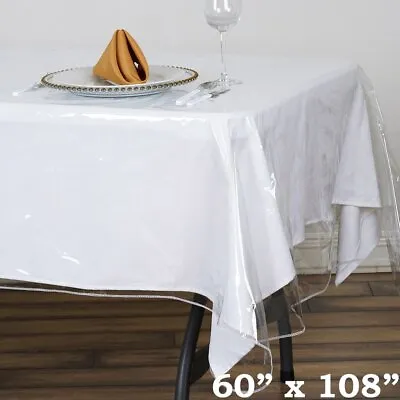 Clear Plastic Vinyl 60x108  TABLECLOTH Protector Table Cover Wedding Party SALE • $9.46